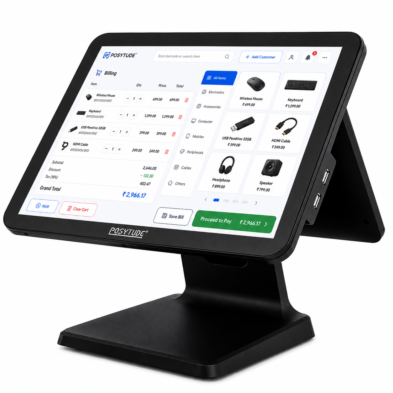 RAZE-26 Core i3 Dual Display Smart Touch POS Terminal — view 1