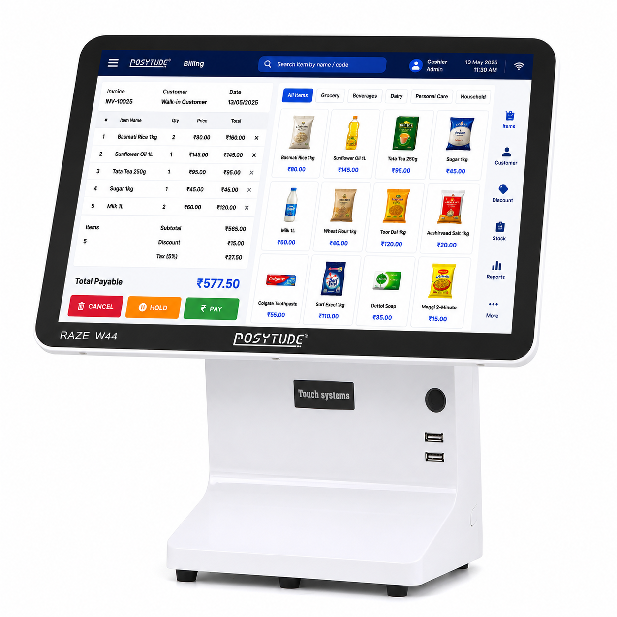 RAZE-W44 Core i3 Smart Touch POS Terminal thumbnail 3