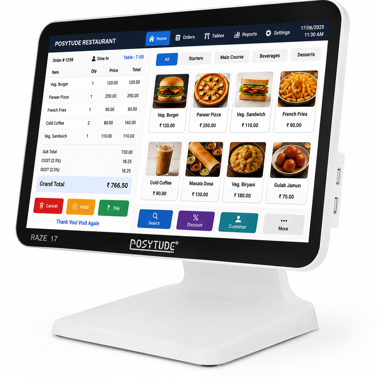 Raze 17 Android Smart Touch Screen POS Billing Terminal — view 1