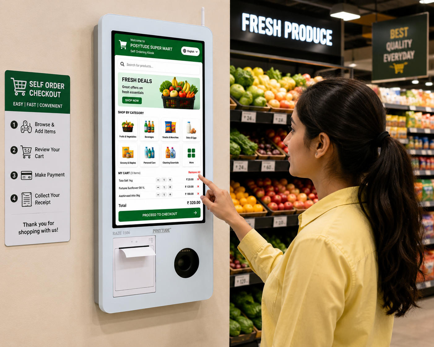 POSYTUDE RAZE M58 Touch Screen Self Service Kiosk 21.5 Inch thumbnail 4